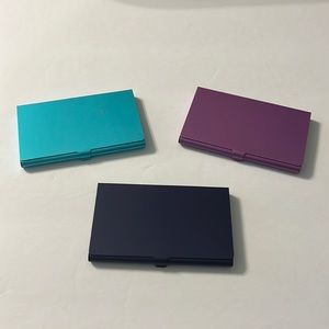 Set of 3 Franklin Covey Metal Business Card Cases Teal/Purple/Dark Blue